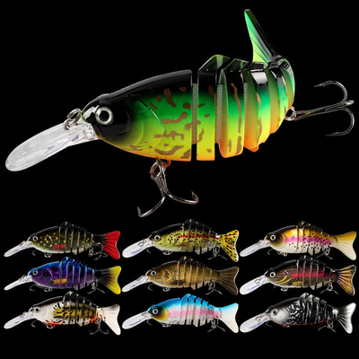 10 Colors 12CM/23g 3D Eyes Plastic Bait Submerged Minnow Seven Multi Jointed Fishing Lure